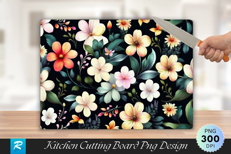 Flower Patterned Cutting Board Sublimation Design example image 1