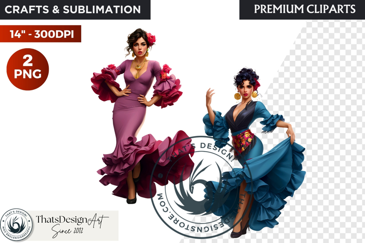 Spanish Flamenco dancer woman Clipart, Sevillana