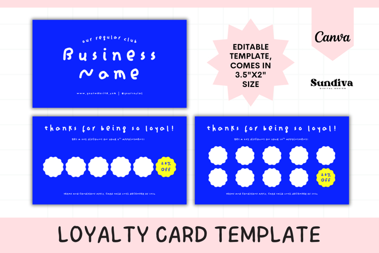 Editable Loyalty Card Template 7 | Customer Discount Stamp