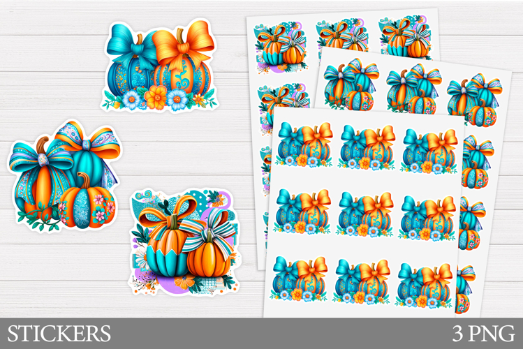 Pumpkin Sticker Printable. Floral Pumpkin Sticker Design