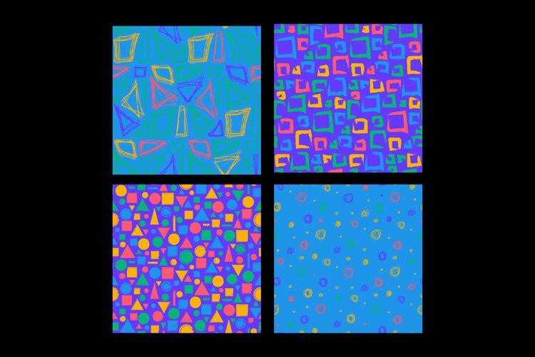 Grunge Geometry Seamless Patterns 4 Designs example image 1