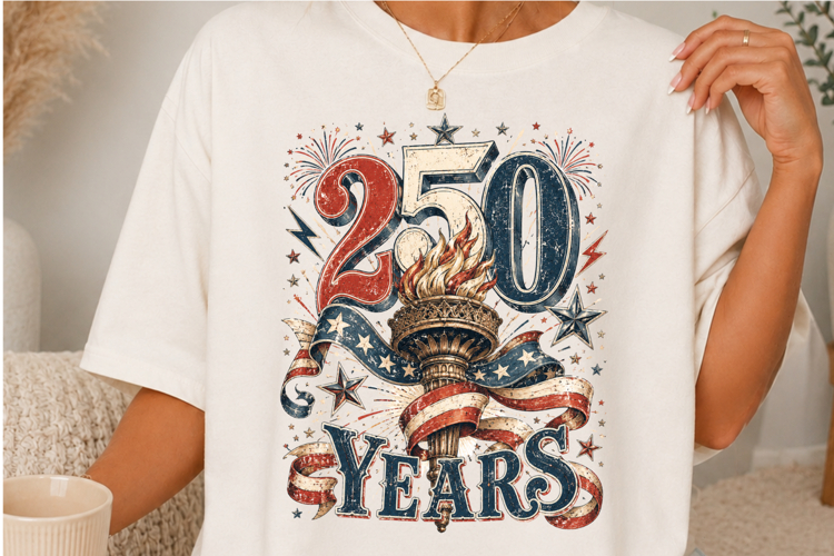 250 Years USA Liberty Torch Patriotic Sublimation SVG