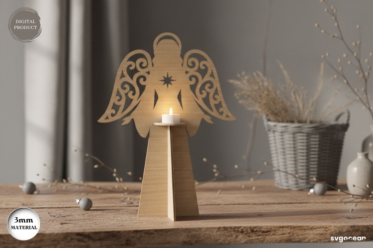 Christmas Angel Candle Stand Laser Cut | Glowforge | SVG