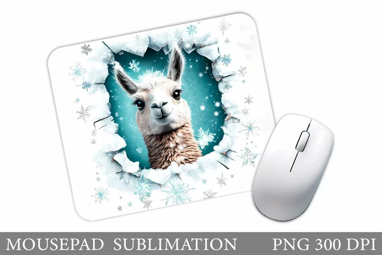 Cute Lama Mouse Pad Design. Christmas Mouse Pad Sublimation