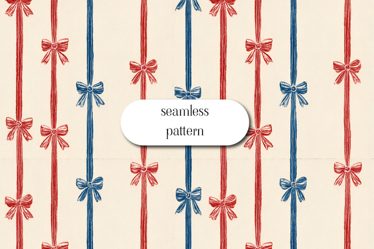 Ribbon Bow Seamless Pattern, Cute Stripe Gift Wrap Design