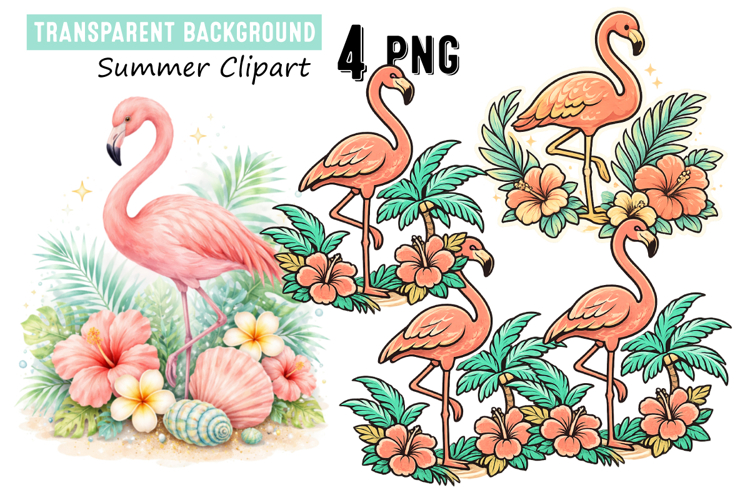 Flamingo Summer Clipart Tropical Pink Flamingo PNG 4