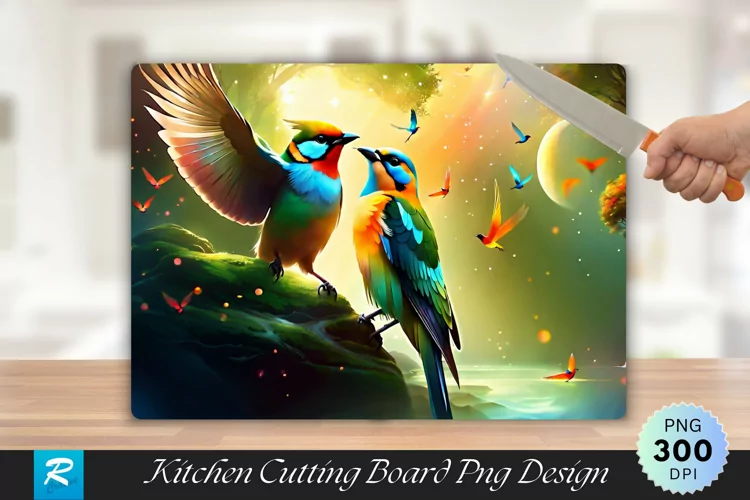 Couple of Bird's Cutting Board Sublimation Design