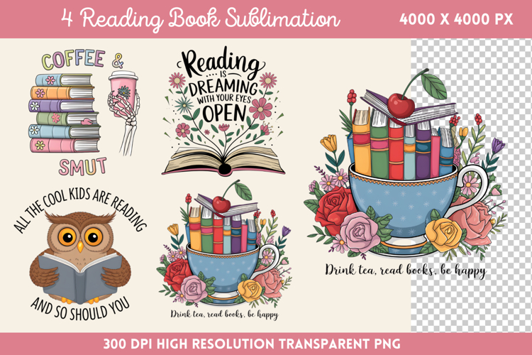 Reading Book Sublimation PNG