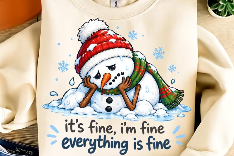 It's Fine I'm Fine Everything is Fine PNG, Christmas PNG example image 1