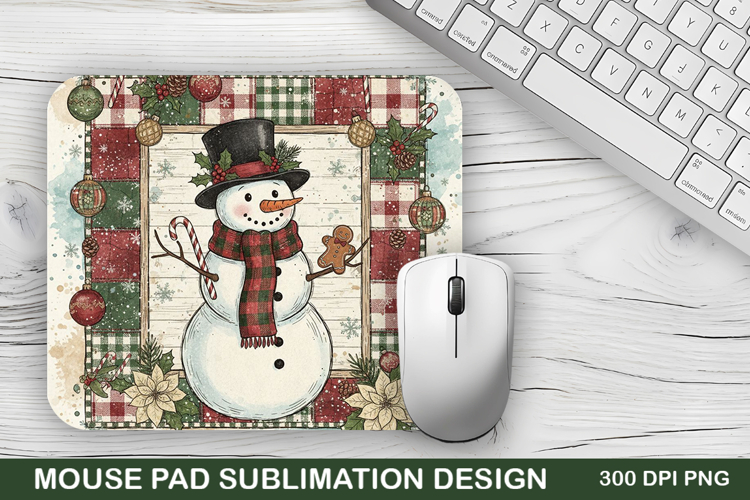 Christmas Snowman Mouse Pad Sublimation - Christmas Design