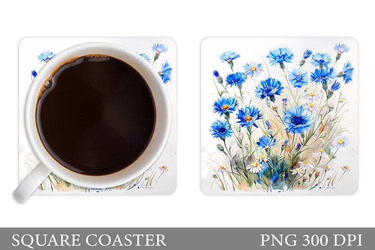 Flowers Coaster Design. Cornflowerss Coaster Sublimation example image 1
