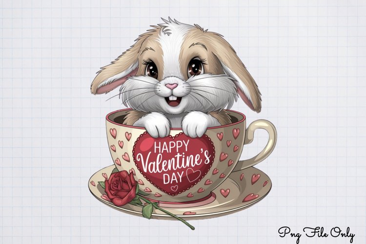 Valentines Day Bunny Cups Clipart PNG