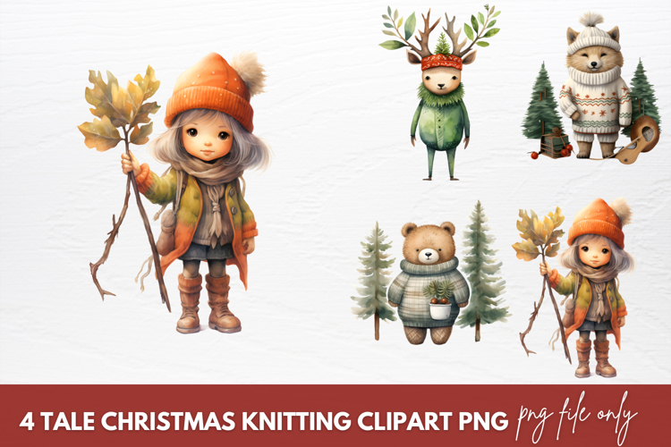 Tale Christmas Knitting Sublimation Clipart PNG