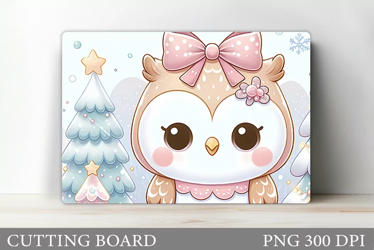 Cute Owl Cutting Board. Christmas Cutting Board Sublimation