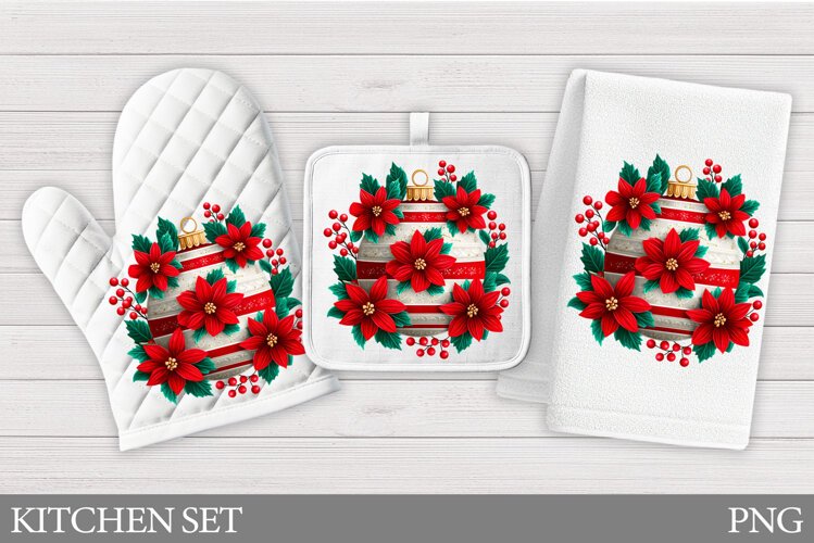 Christmas Oven Mitt Design. Christmas Kitchen Towel example image 1
