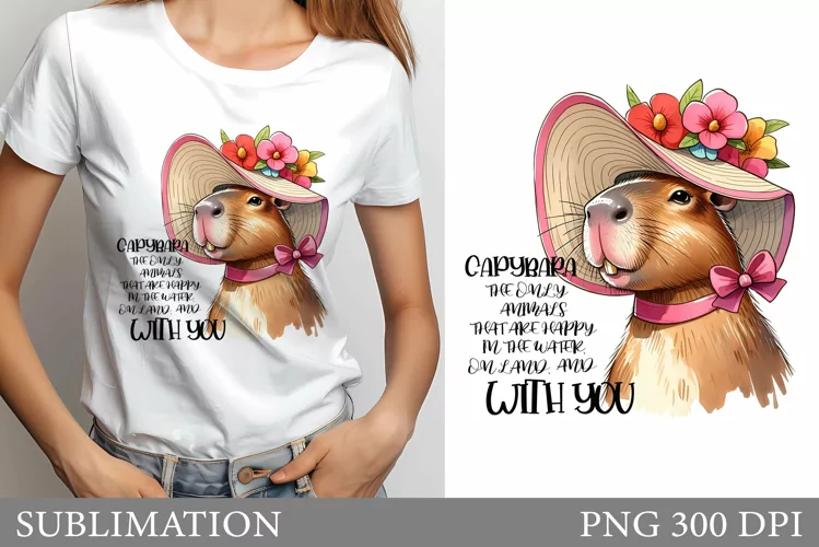 Funny Capybara T-Shirt Design. Funny Capybara Sublimation