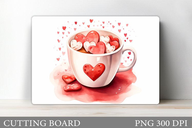Valentines Drink Cutting Board. Hearts Cookies Cutting Board example image 1