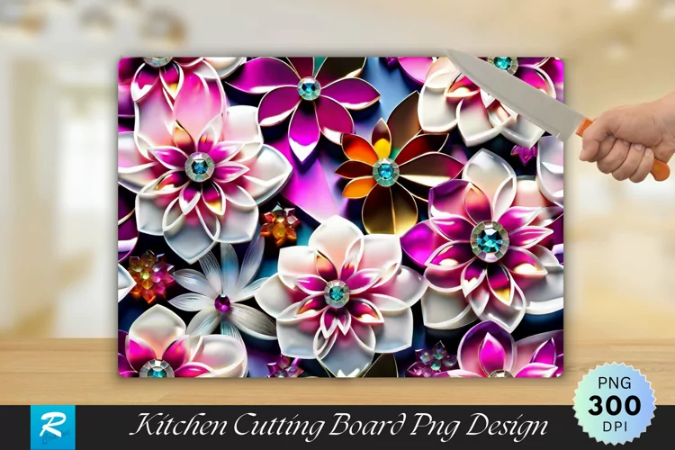 Flowers Cutting Board Sublimation Design