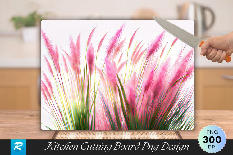 Pink Grass Cutting Board Sublimation Design example image 1