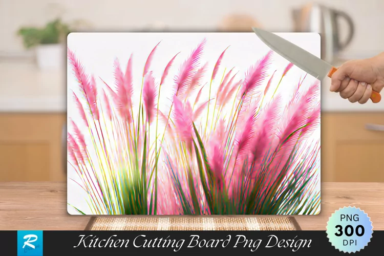 Pink Grass Cutting Board Sublimation Design