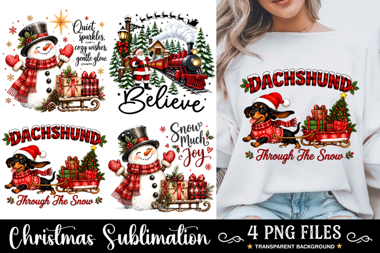 Christmas Dachshund PNG, Vintage Santa Christmas PNG, Santa