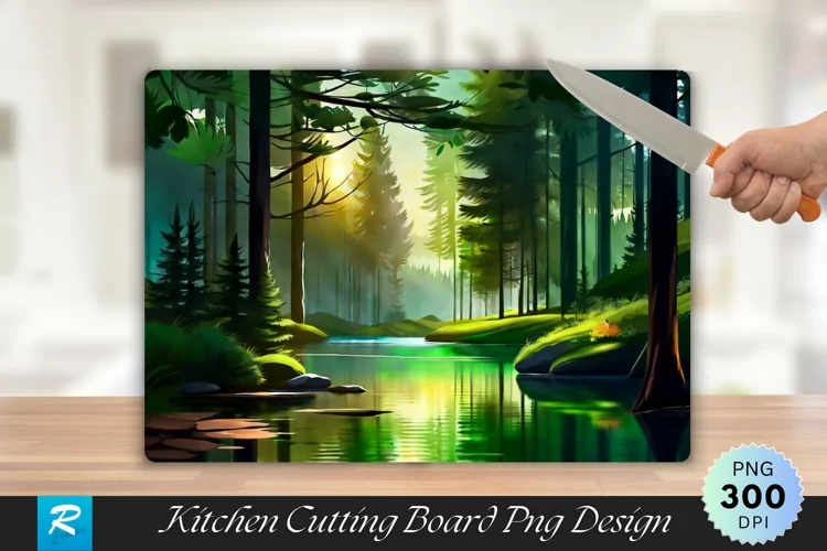 Forest Lake Cutting Board Sublimation Design