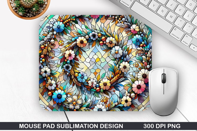 Mouse Pad Sublimation, Winter Flower Mouse Pad PNG Design