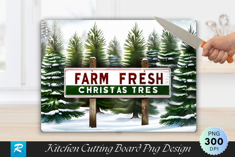 Farm Fresh Christmas Trees Cutting Board PNG