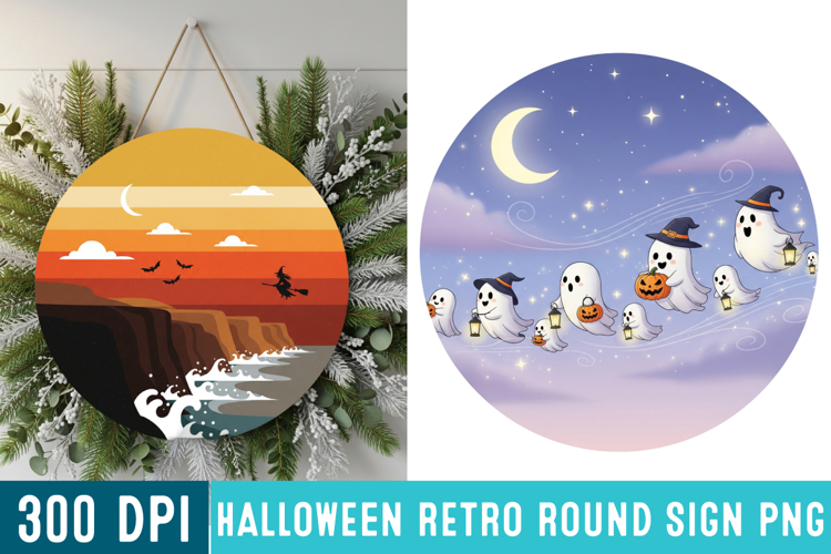 Halloween Round Sign Design PNG Perfect for Spooky Season