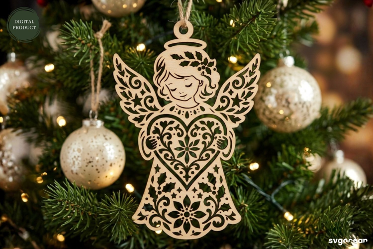 Angel Christmas Ornament Laser Cut | Glowforge | SVG