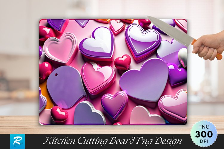 3D Heart Cutting Board Sublimation Design example image 1