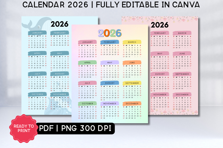3 Styles Calendar 2026