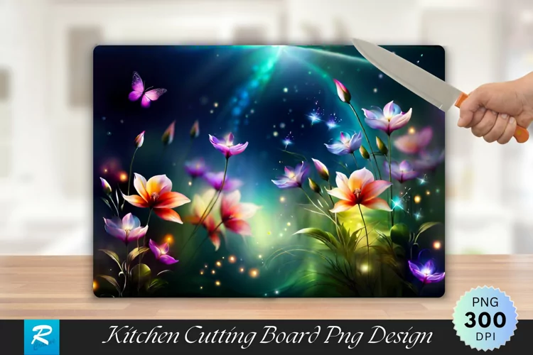 Floral Cutting Board Sublimation Design