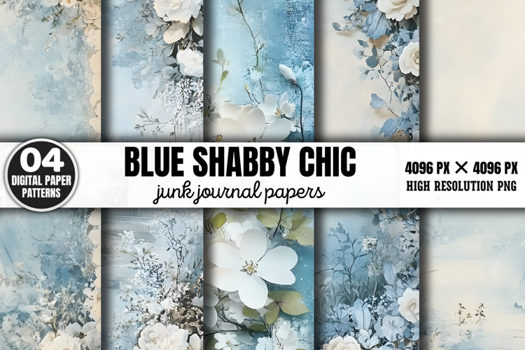 Blue Shabby Chic Junk Journal Paper PNG