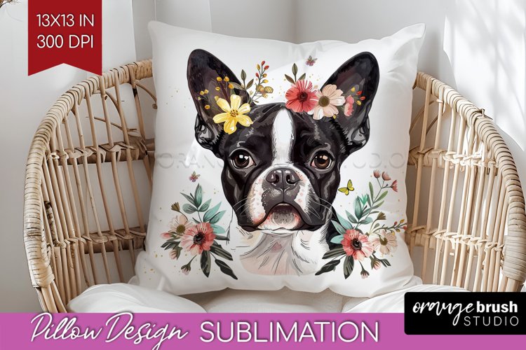Floral Dog Pillow Sublimation - Flowers Pillow Cover PNG