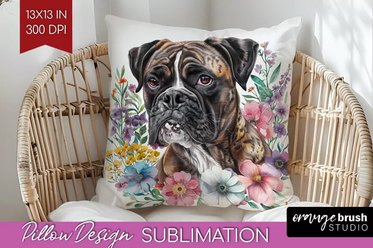 Floral Dog Pillow Sublimation - Flowers Pillow Cover PNG