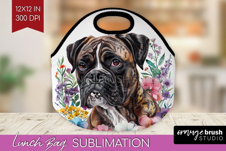 Floral Dog Lunch Bag - Flowers Lunch Bug PNG Sublimation