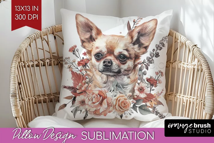 Floral Dog Pillow Sublimation - Flowers Pillow Cover PNG