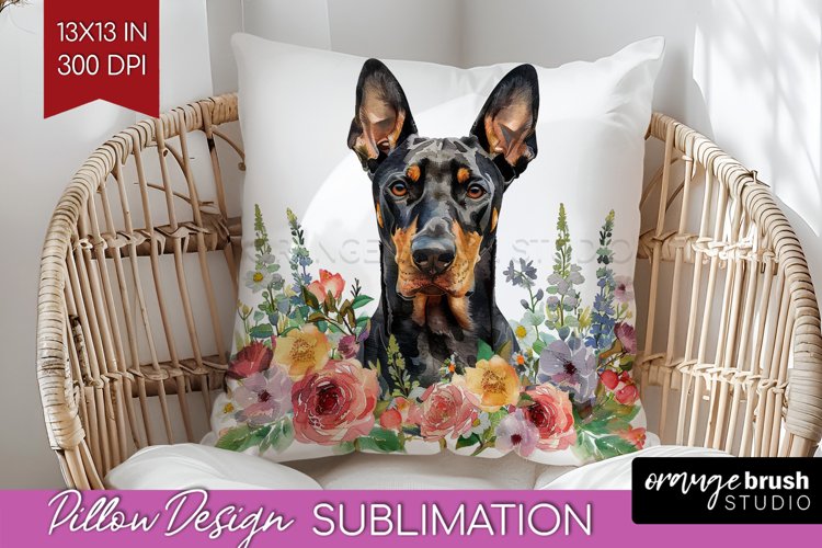 Floral Dog Pillow Sublimation - Flowers Pillow Cover PNG example image 1