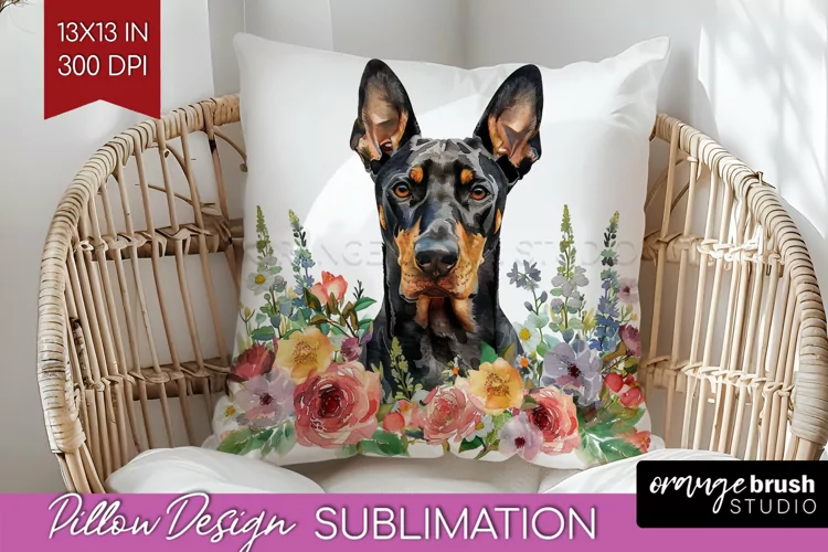 Floral Dog Pillow Sublimation - Flowers Pillow Cover PNG