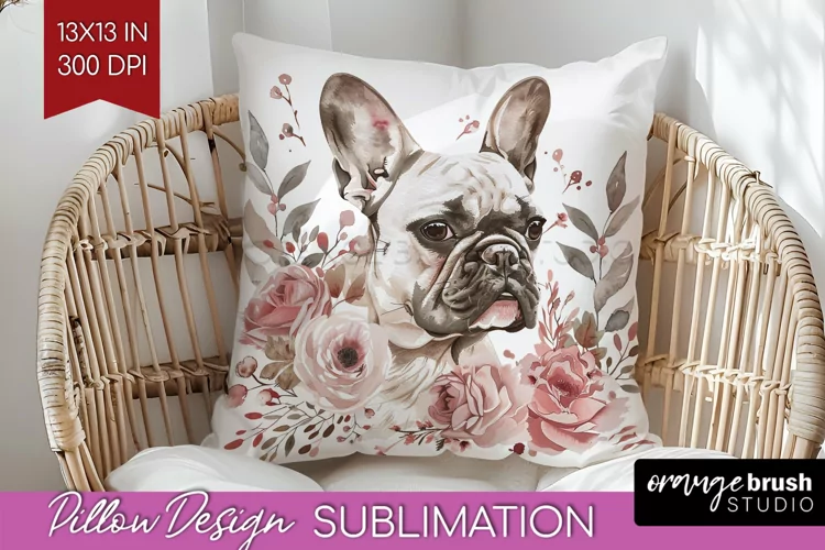 Floral Dog Pillow Sublimation - Flowers Pillow Cover PNG