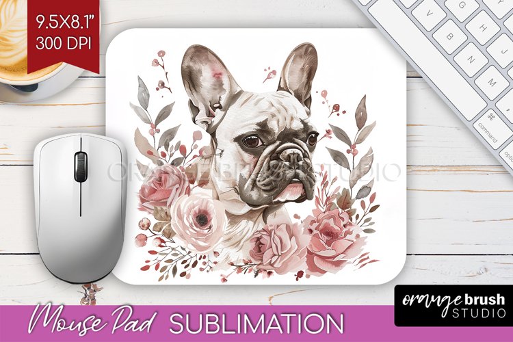 Floral Dog Mouse Pad Sublimation - Flowers Mousepad PNG