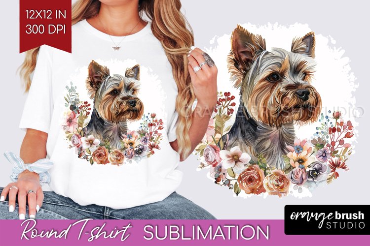 Floral Dog Round Tshirt Background - Flowers PNG Sublimation