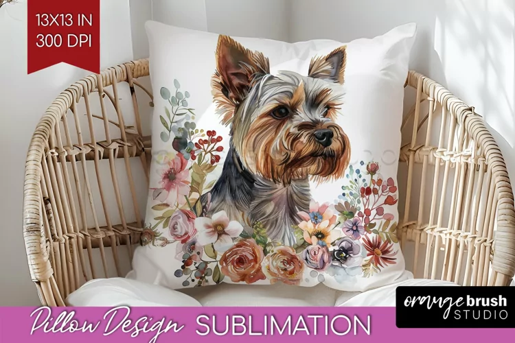 Floral Dog Pillow Sublimation - Flowers Pillow Cover PNG