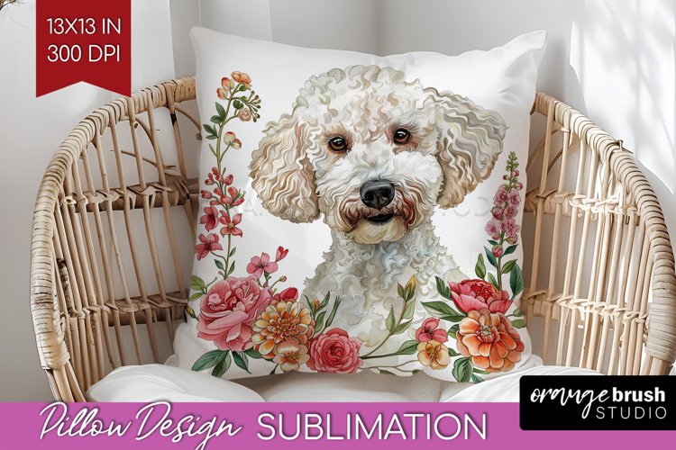 Floral Dog Pillow Sublimation - Flowers Pillow Cover PNG example image 1