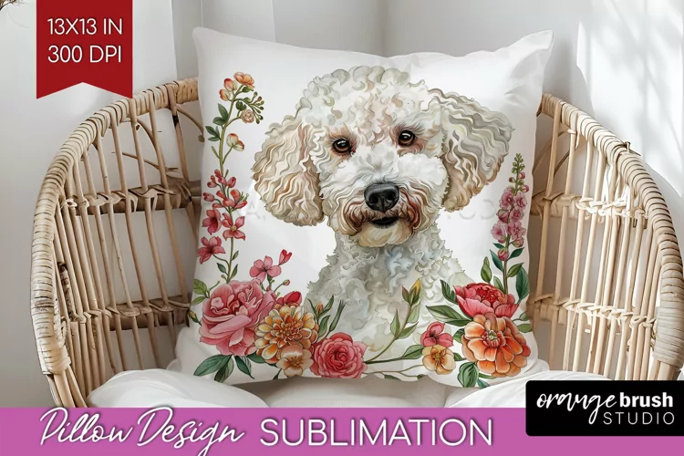 Floral Dog Pillow Sublimation - Flowers Pillow Cover PNG