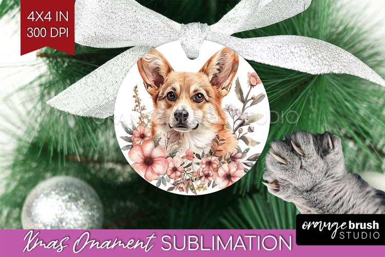 Floral Dog Ornament PNG - Flowers PNG Sublimation
