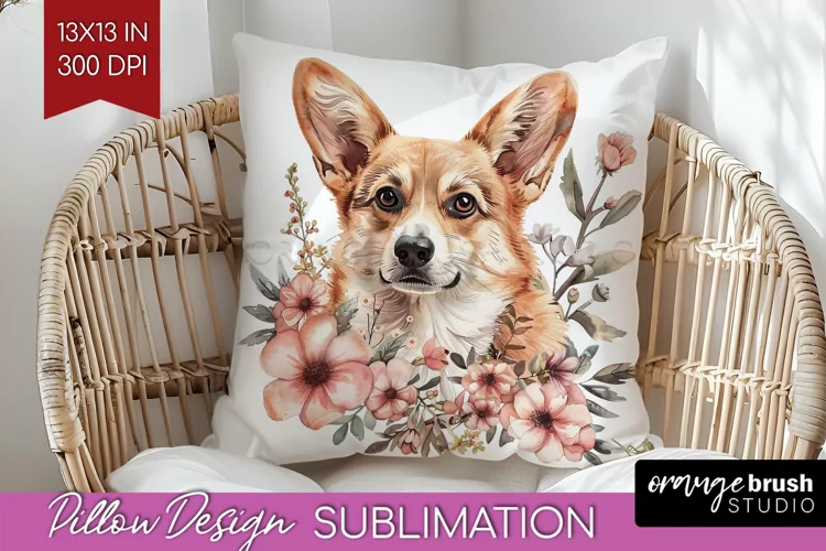 Floral Dog Pillow Sublimation - Flowers Pillow Cover PNG