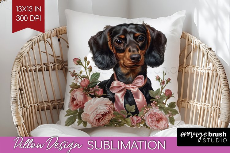 Floral Dog Pillow Sublimation - Flowers Pillow Cover PNG example image 1