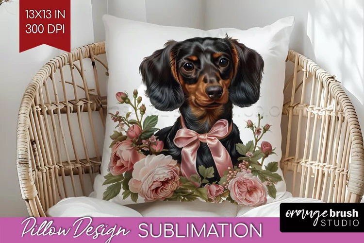 Floral Dog Pillow Sublimation - Flowers Pillow Cover PNG